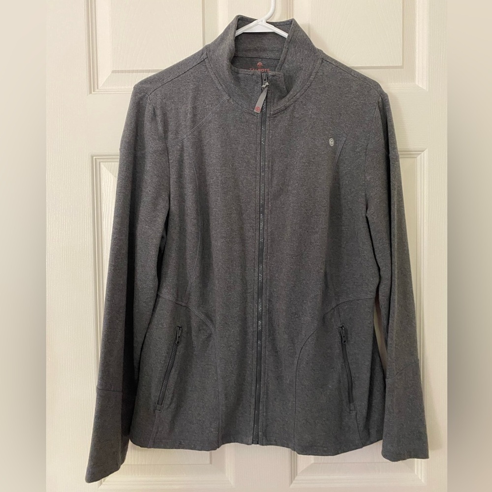 T by Talbots Women's Heathered Gray Zip-Up Jacket